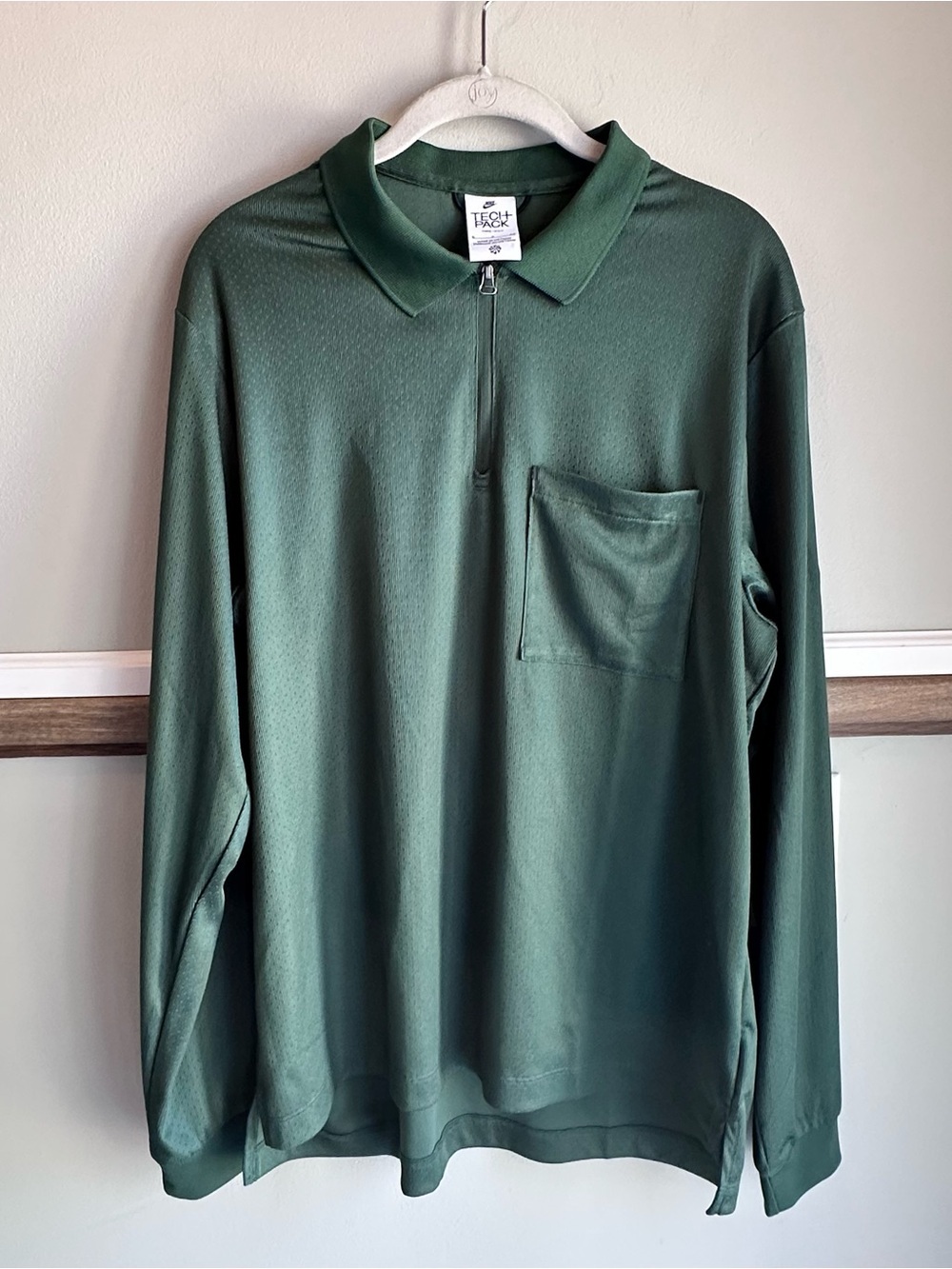 Nike Tech Pack Dri-FIT Half Zip Long Sleeve Top Polo Green FB7381-323​